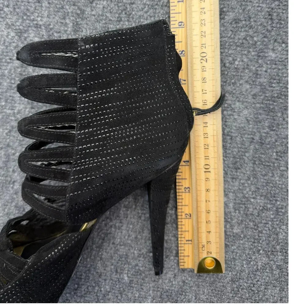 Burak Uyan Heels Women 40 US 9.5 Black Leather Cage Platform Made In Italy NEW
